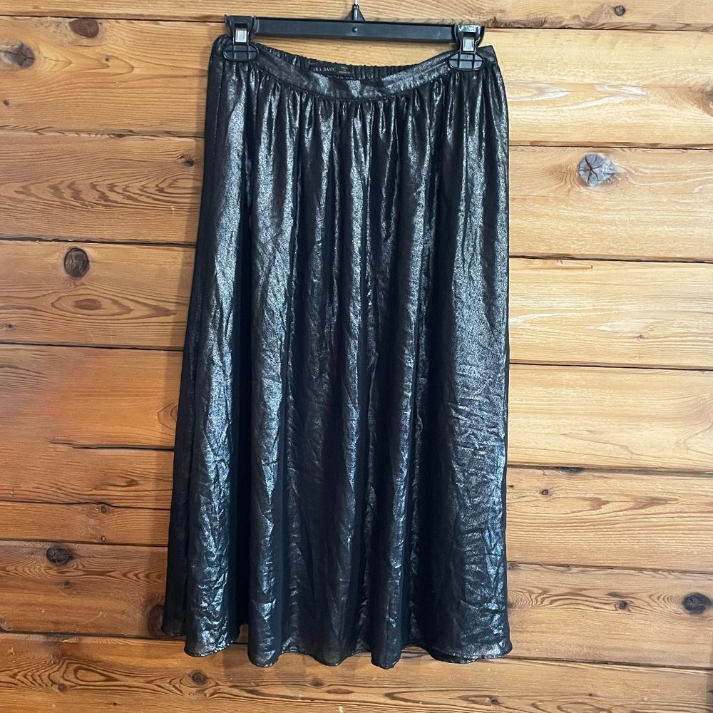ZARA pleated midi silver metallic skirt S